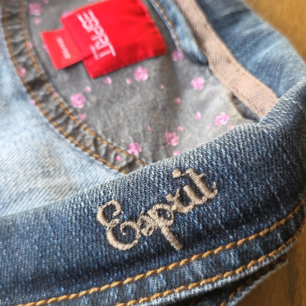 Set Bundle 3 Esprit Medium Washed Denim Vest Floral Lining Plaid Skirt, Headband